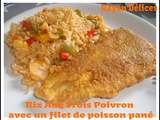 Riz aux Trois Poivrons avec un Filet de Poisson Pané