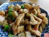 Poulet sauté avec racine / rhizome de lotus 莲藕鸡丁liánǒu jīdīng