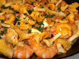 Gambas poêlées aux Girolles