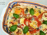 Gratin de tomates aux oeufs durs, mozzarella et gorgonzola