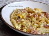 Macaronis au lard, Reblochon et noisettes grillées