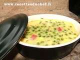 Clafoutis de petits pois boursin et jambon en mini cocotte