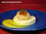 Noix de Saint Jacques chorizo chou-fleur sauce au vin blanc