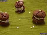 Whoopie pies au chocolat, crème citron noix de pécan caramélisé