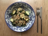 Courgettes grillées, pesto de romarin et boulgour