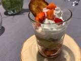 Verrines fraises, rhubarbe et chantilly coco au basilic et gingembre