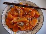 Carottes cuites, sauce aux pignons et shôyu