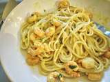 Spaghettis aux Crevettes et Basilic