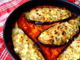 Aubergines gratinées au Brocciu, sauce tomate maison