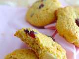 Cookies au son d’avoine, cranberries, chocolat blanc et zestes d’orange