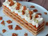 Millefeuille au praliné, gelée de fruits de la passion et chantilly au Combava