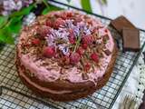 Layer cake au chocolat et mousse de framboises (vegan&sans gluten)