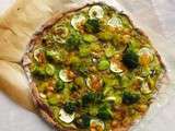 Pizza verte semi complète à la crème de courgettes