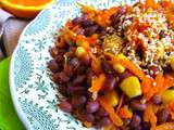 Salade de haricots azukis, maïs, et carotte à l'orange