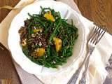 Salade de salicornes, lentilles vertes et orange