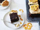 Brownies au beurre de cacahuète et aux bretzels