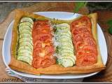 Tarte fine aux tomates, courgette et pesto d'ail des ours