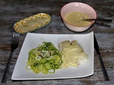 Dos de cabillaud à la sauce hollandaise citron aneth et ses spaghettis de courgettes ig bas et même cétogène