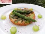 Tartelette-financier aux asperges d'après Emmanuel Renaut (Flocons de sel, Genève)