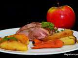 Magret de Canard aux Pommes et petits Légumes glacés