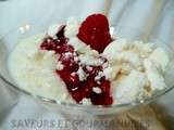 Riz aux lait, framboises et meringues