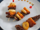 Brochettes de bananes aux morilles et pain d’épice