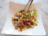 Salade de riz au tomate, macédoine de légumes, concombre et dinde