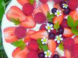 Trifle au fromage blanc mangue et fruits rouges