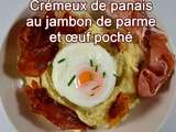 Crémeux de panais au jambon de parme et son œuf poché