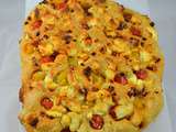 Focaccia aux fromages, chorizo et tomates cerise