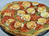 Tarte à la purée aubergine, tomates et pesto