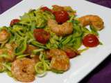 Spaghettis de courgettes aux crevettes - Simple & Gourmand