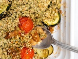 Crumble salé au tempeh, courgettes et tomates