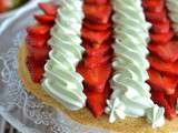 Tarte aux fraise chantilly pistache sur palet breton