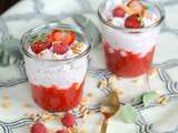 Verrine de mousse de fraise, framboise et mascarpone