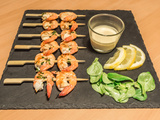 Brochettes de crevettes au vin blanc. Saewoo gotchi en Coréen