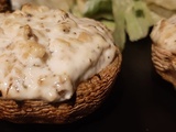 Champignons farcis au four (fromage de chèvre frais et miel). Recette végétarienne