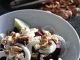 Salade de betteraves, fenouil, chèvre frais et noix