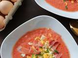 Salmorejo (soupe froide de tomates, oeufs durs et jambon sec)