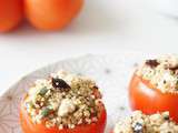 Tomates farcies au boulgour, quinoa, feta et olives noires