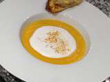 Velouté de patates douces - poireaux, émulsion de lait de coco