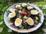 Salade de pommes de terre, haricots verts, oeufs durs et tomates (cookéo)