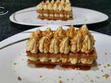 Mille-feuilles de crêpes dentelle et crème Paris-Brest pralinée