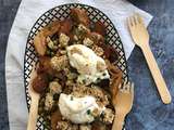 Burrata sur poêlée d’artichauts et crumble de noisette citronné