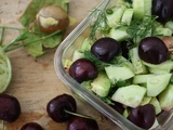 Salade concombre, avocat et cerise à l'aneth