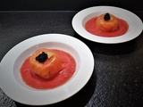 Entrée de fête : mousse aux deux saumons et coulis de tomates minute