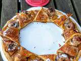 Couronne feuilletée, boudins blancs, pommes et crème