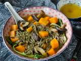 Nouilles soba courge butternut champignons