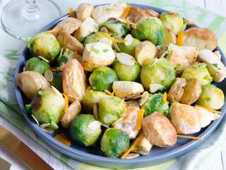 Poêlée de choux de Bruxelles au poulet