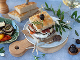 Sandwich focaccia mozzarella pâte d’aubergines